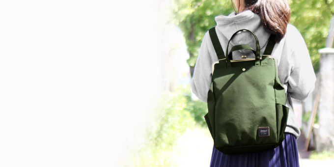 ポケット付きがま口トートリュック