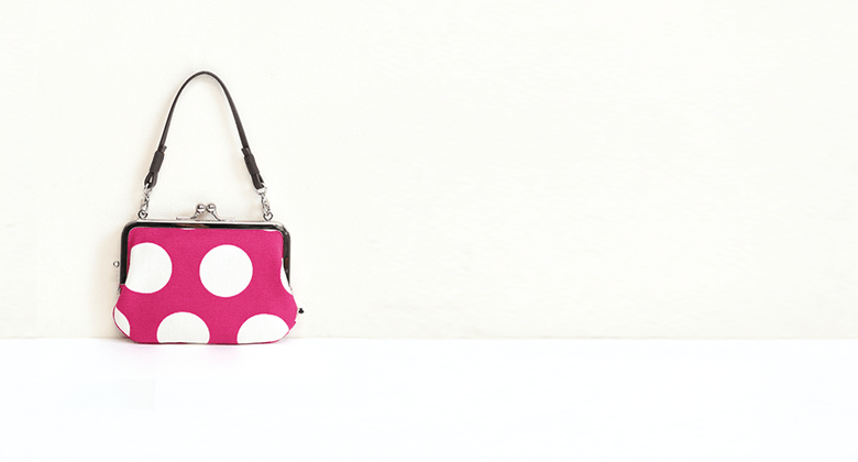 持ち手付き手提げがま口財布