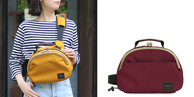 がま口ポシェット型ボディバッグ