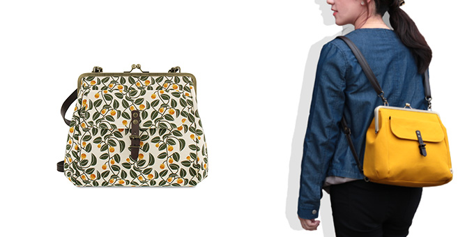 がま口フラップ2wayリュック