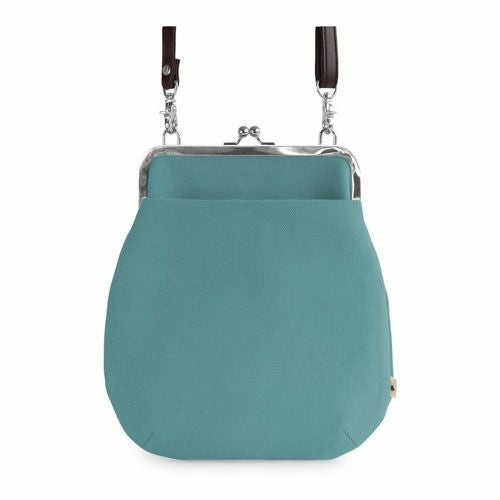 在庫商品】ポケット付きがま口フラットショルダーバッグ【帆布・綿布