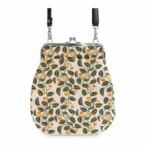 在庫商品】ポケット付きがま口フラットショルダーバッグ【帆布・綿布