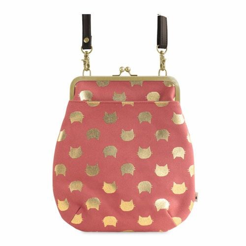 ポケット付きがま口フラットショルダー【帆布・綿布（アソート）】