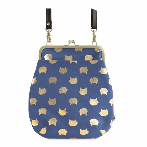 ポケット付きがま口フラットショルダー【帆布・綿布（アソート）】