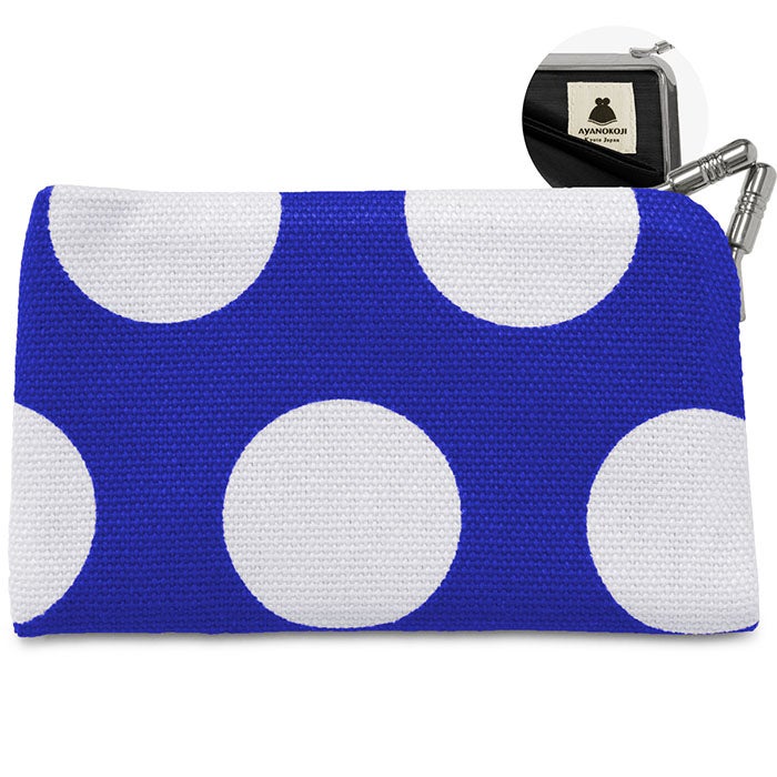 でかドット柄 青×白