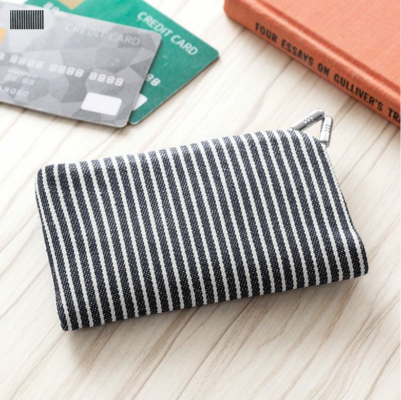 仕切り付きがま口カードケース【綿布・ヒッコリー】