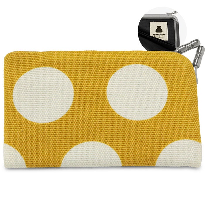 帆布 でかドット柄 山吹×白