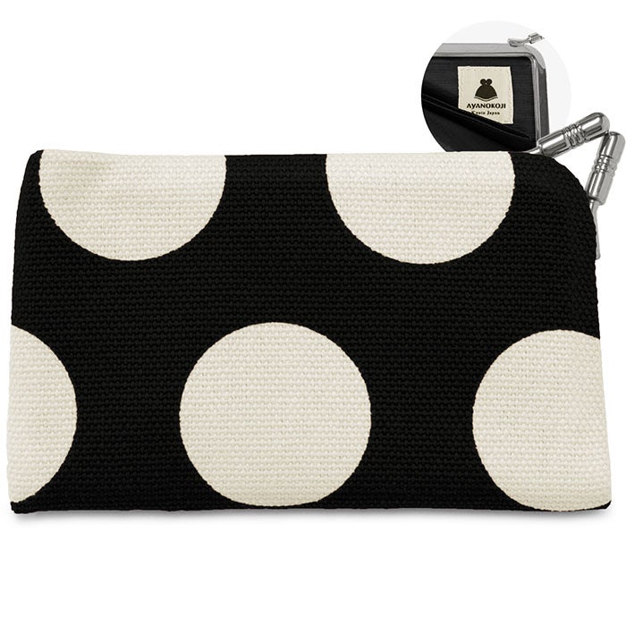 帆布 でかドット柄 黒×白