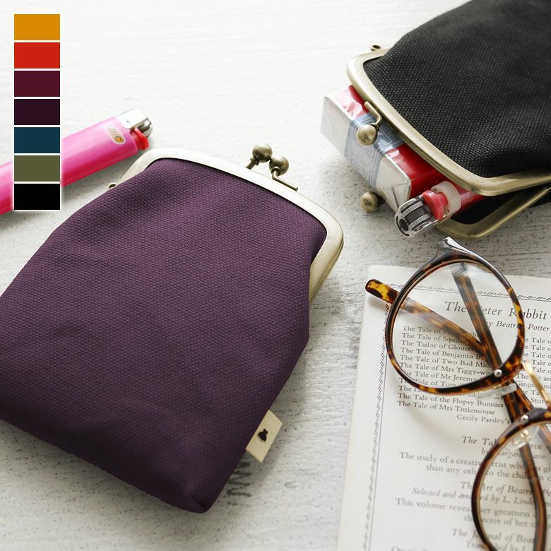 がま口シガレットケース【帆布・無地】メインイメージ