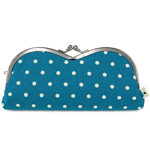 在庫商品】山型がま口メガネケース【帆布・唐草/水玉】 [M便 9/10