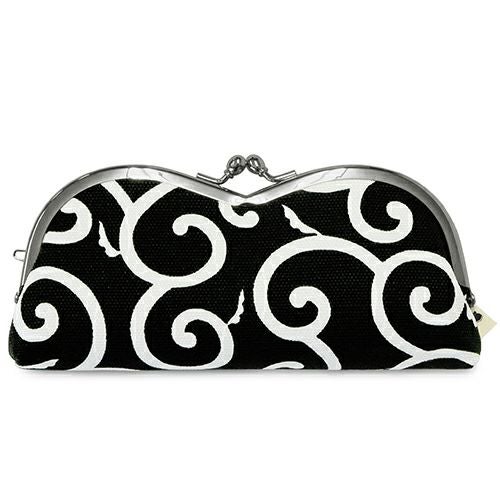 在庫商品】山型がま口メガネケース【帆布・唐草/水玉】 [M便 9/10