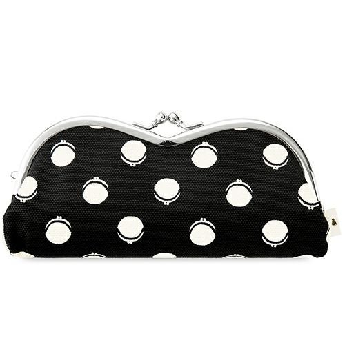 】山型がま口メガネケース【帆布・がまドット柄 大判】