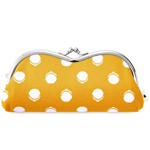 】山型がま口メガネケース【帆布・がまドット柄 大判】