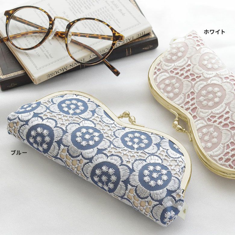 在庫商品】山型がま口メガネケース【ポリッシュレース】 [M便 9/10
