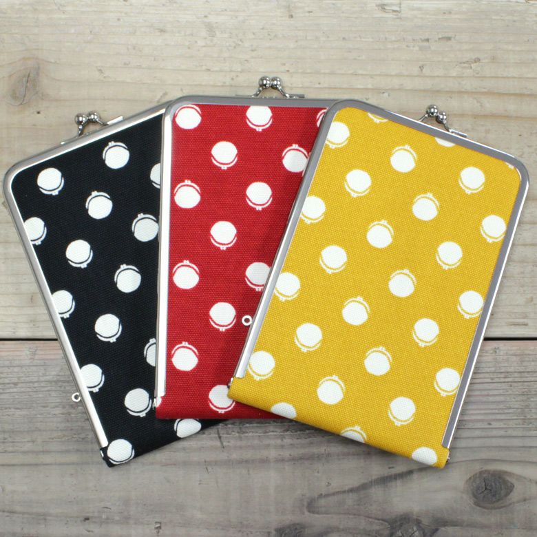 がま口立て鏡（大）【帆布・がまドット大判】カラーバリエーション