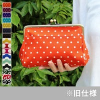 がま口トラベルポーチ【帆布・唐草/水玉】メインイメージ