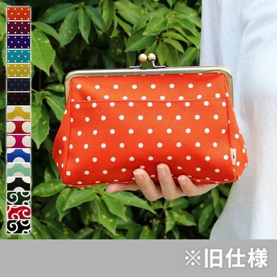 がま口トラベルポーチ【帆布・唐草/水玉】メインイメージ