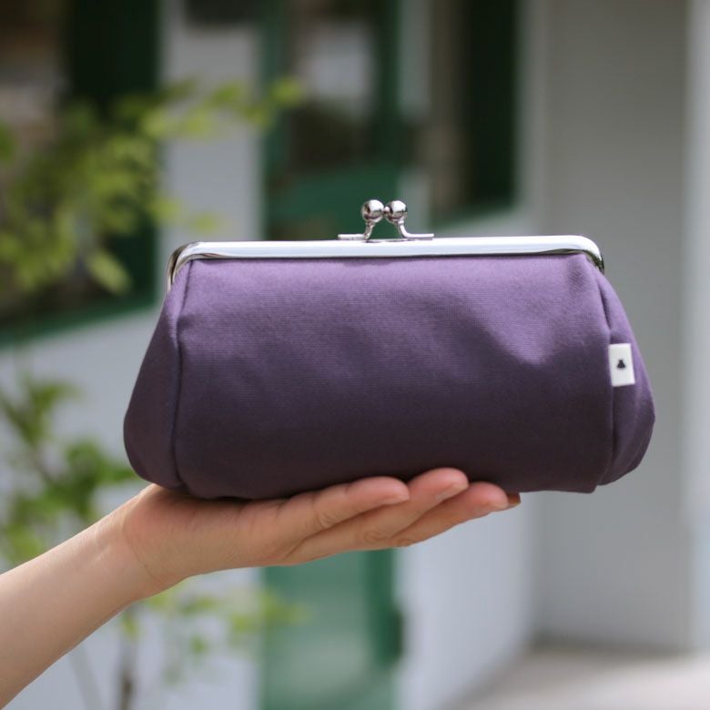 受注生産品】TAWARA型がま口コスメポーチ（大）【帆布・無地】 [M便 1