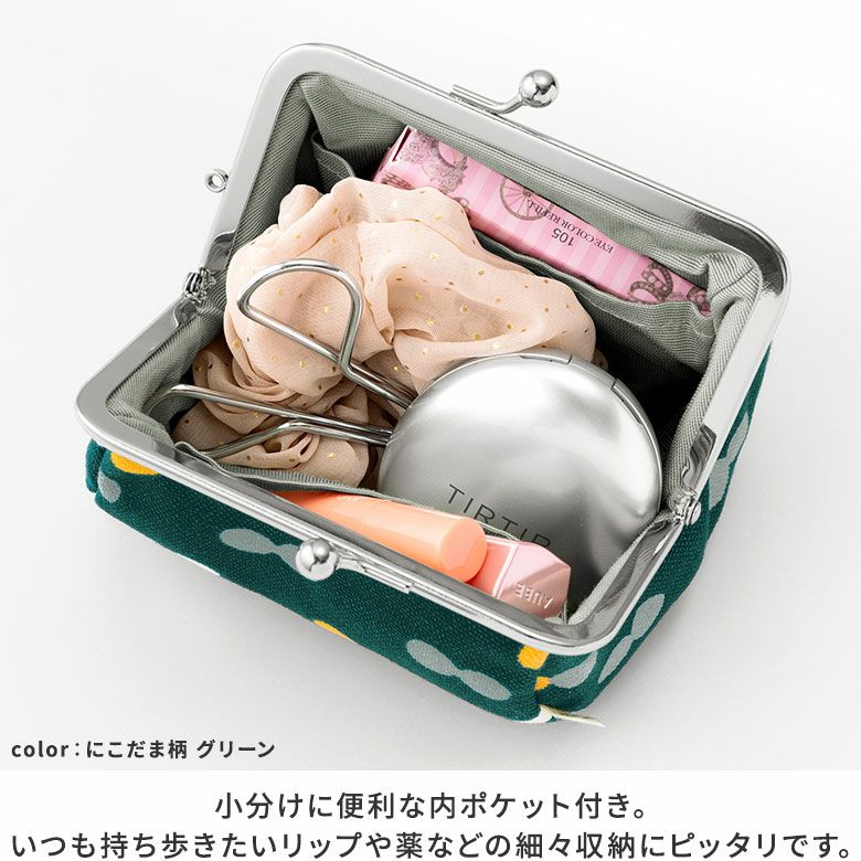 在庫商品】TAWARA型がま口コスメポーチ（小）【帆布・でかドット柄