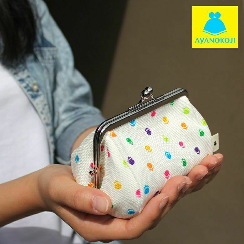 受注生産品】TAWARA型がま口コスメポーチ（小）【帆布・がまドット柄