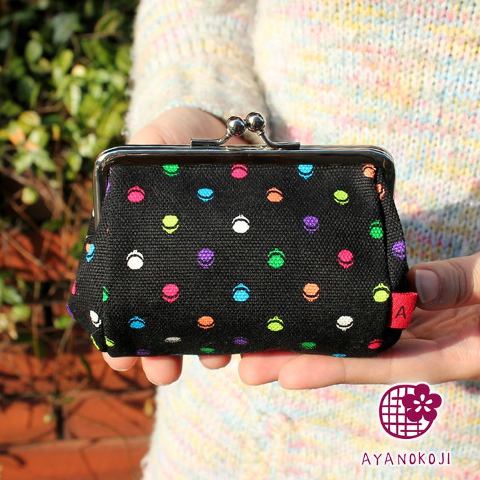 受注生産品】TAWARA型がま口コスメポーチ（小）【帆布・がまドット柄