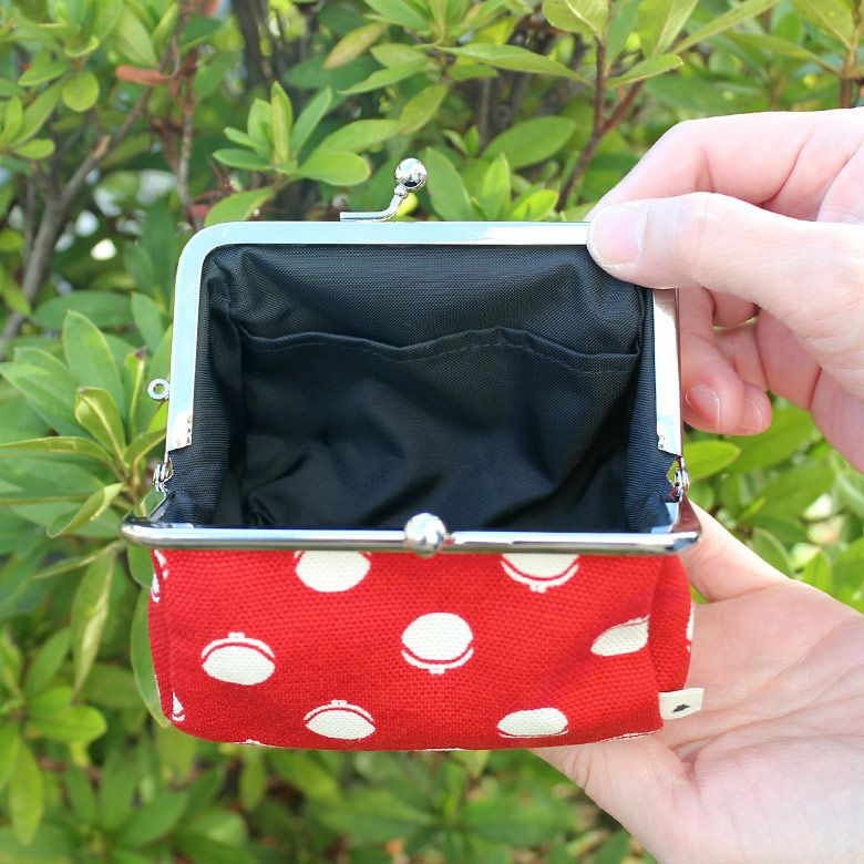 受注生産品】TAWARA型がま口コスメポーチ（小）【帆布・がまドット柄