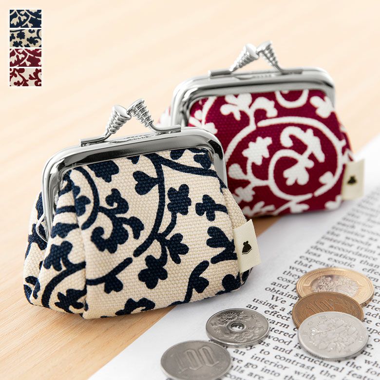 在庫商品】TAWARA型がま口コスメポーチ（極小）【帆布・蛸唐草】 [M便