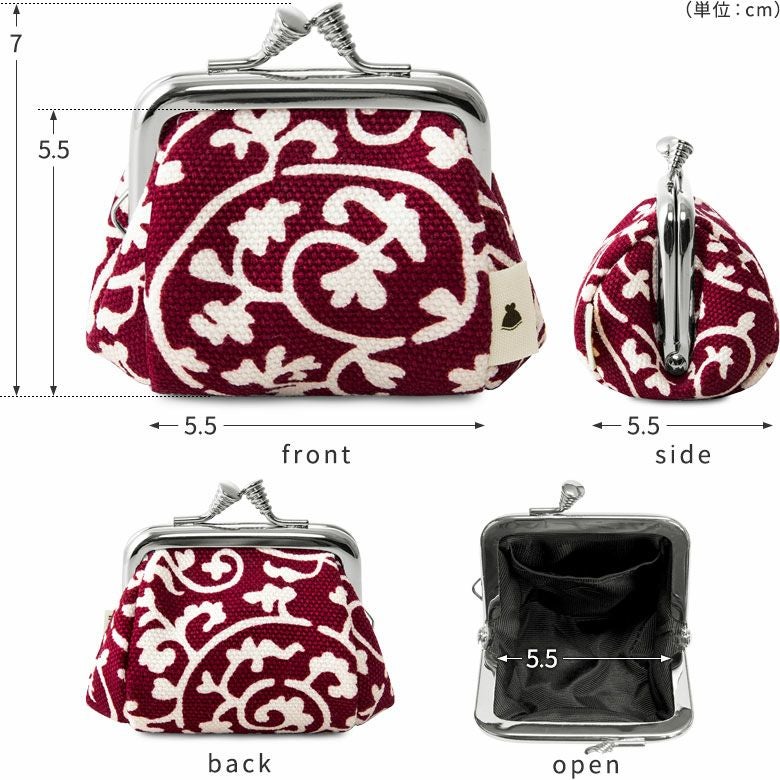 在庫商品】TAWARA型がま口コスメポーチ（極小）【帆布・蛸唐草】 [M便