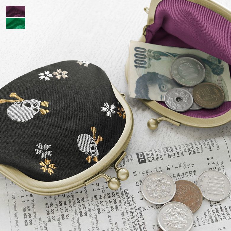 在庫商品】3.3寸がま口財布【ドクロ金襴】 [M便 1/5] | がま口の専門店
