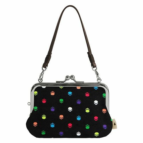 革ヒモ付き手提げがま口財布【帆布・がまドット柄】ディテール　サイズ