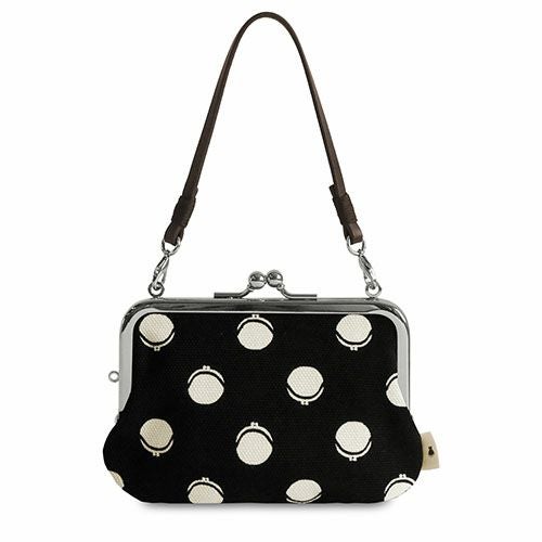 革ヒモ付き手提げがま口財布【帆布・がまドット大判】