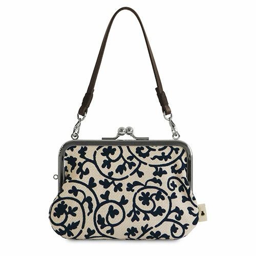 革ヒモ付き手提げがま口財布【帆布・蛸唐草】