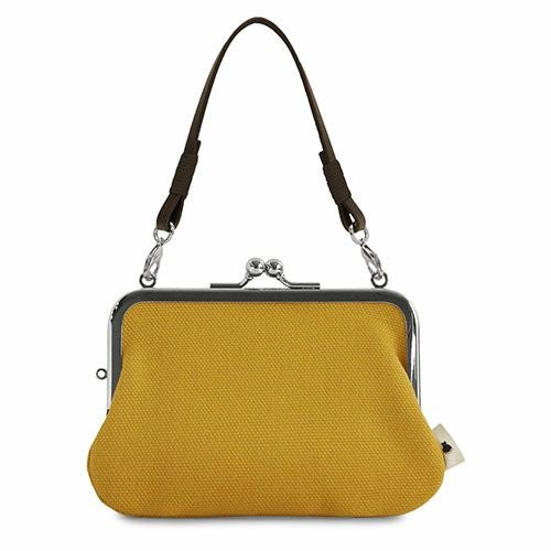 革ヒモ付き手提げがま口財布【帆布・無地】