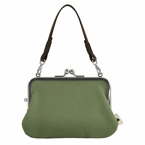 革ヒモ付き手提げがま口財布【帆布・無地】