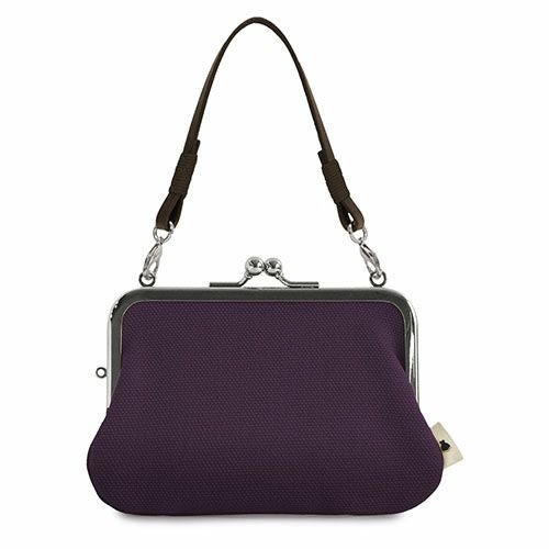 革ヒモ付き手提げがま口財布【帆布・無地】