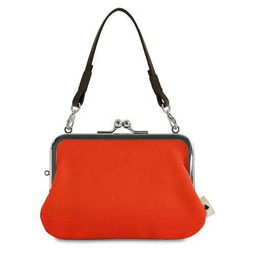 革ヒモ付き手提げがま口財布【帆布・無地】