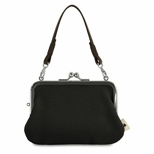 革ヒモ付き手提げがま口財布【帆布・無地】