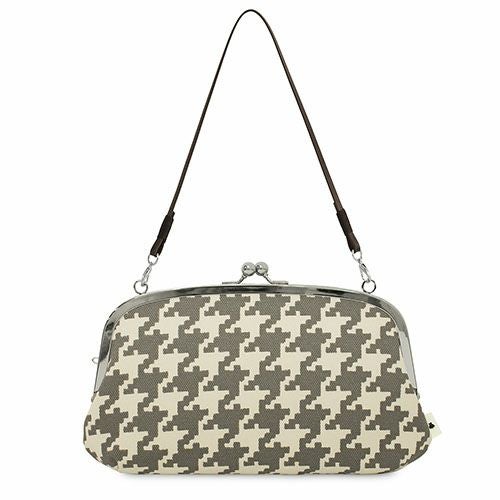 横長親子がま口財布【帆布・バードチェック柄】
