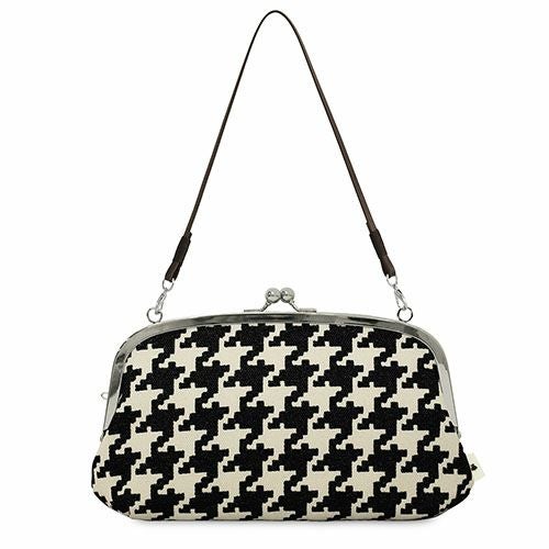 横長親子がま口財布【帆布・バードチェック柄】