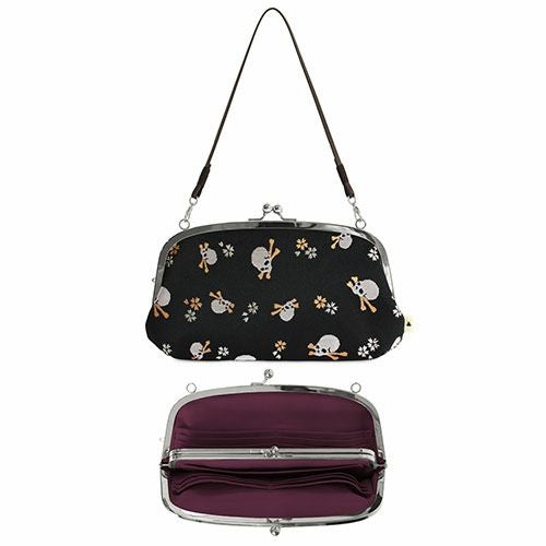 横長親子がま口財布【ドクロ金襴】