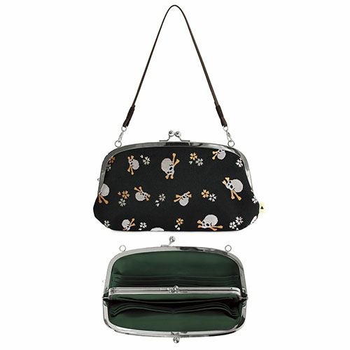 横長親子がま口財布【ドクロ金襴】