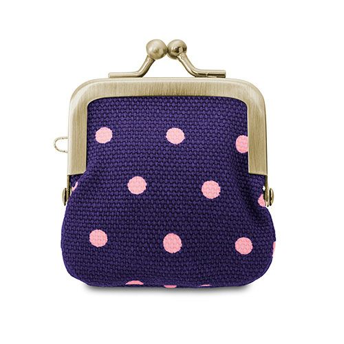 】寸ぱちがま口財布【帆布・唐草/水玉】