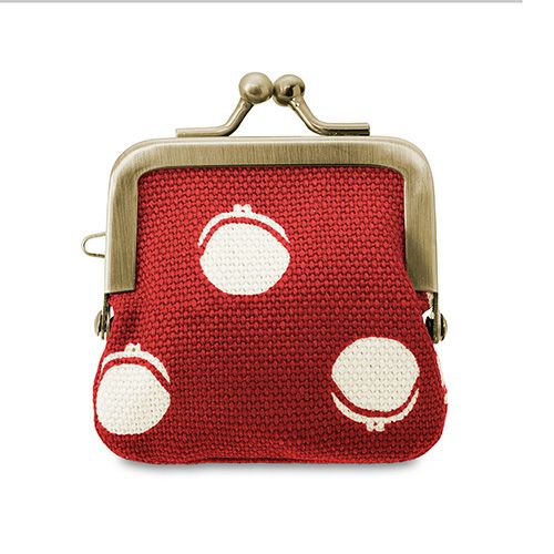 寸ぱちがま口財布【帆布・がまドット柄 大判】