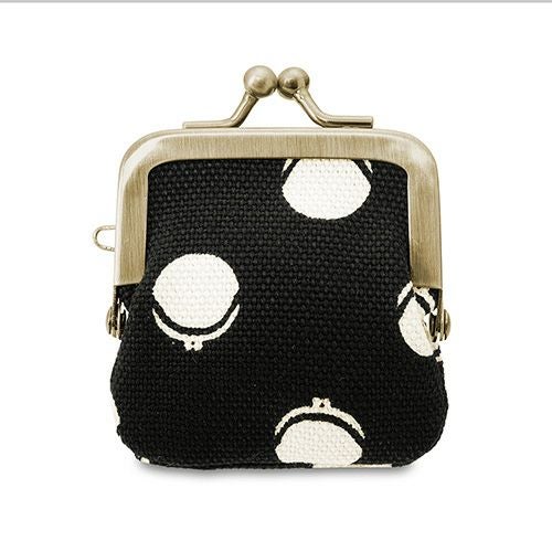 寸ぱちがま口財布【帆布・がまドット柄 大判】