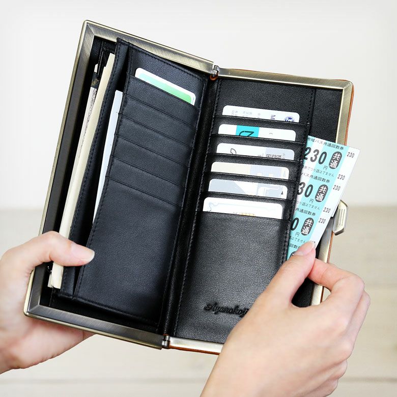 在庫商品】天溝がま口長財布【帆布・バードチェック】 [M便 9/10