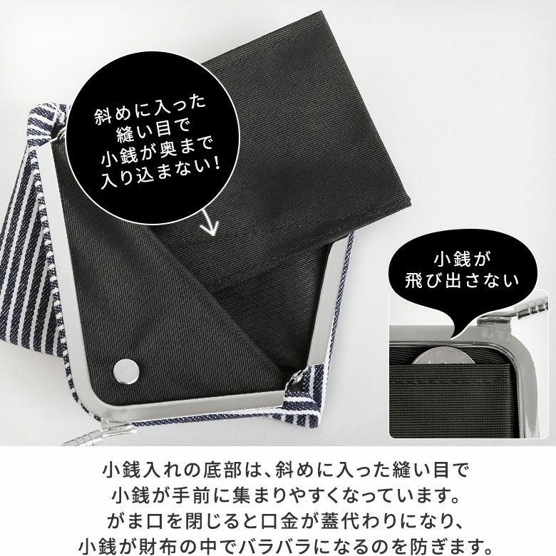在庫商品】天溝がま口ウォレット【綿布・ヒッコリー】 [M便 1/4