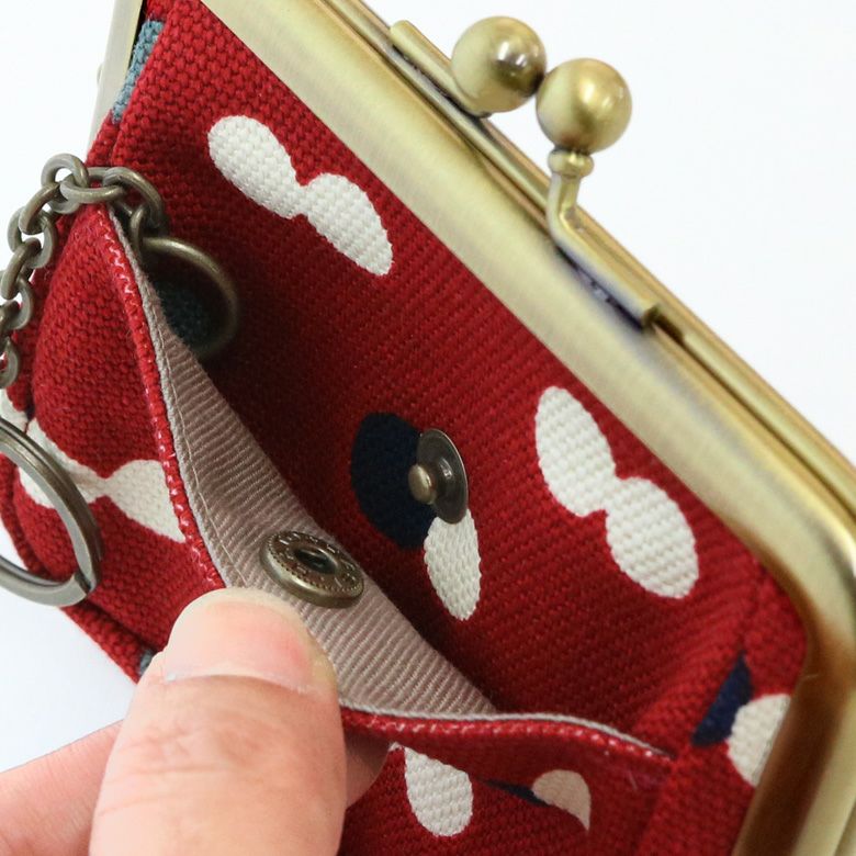 がま口オールインワンケース【帆布・にこだま柄】ディテール　外ポケット