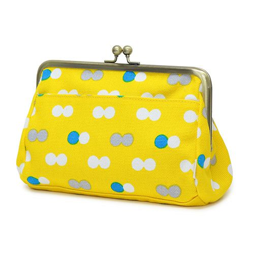 がま口トラベルポーチ【帆布・にこだま柄】