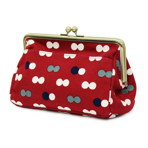 がま口トラベルポーチ【帆布・にこだま柄】