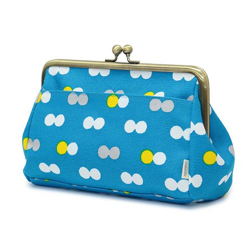 がま口トラベルポーチ【帆布・にこだま柄】